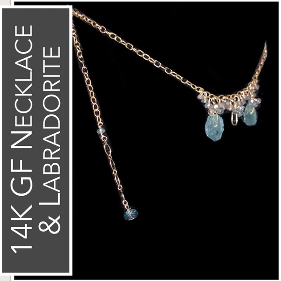 14K GF Sea Glass & Labradorite Necklace (14K Gold-Filled) - Picture 3 of 16
